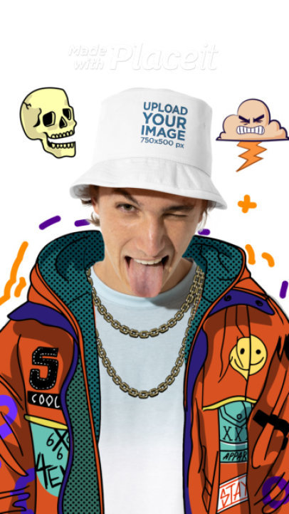 Bucket Hat Video Featuring a Cool Man and Fun Doodle Animations