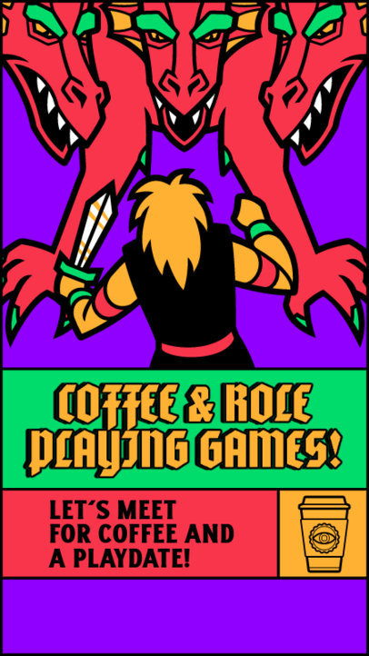 Instagram Story Creator with a Board Games Theme and a Dragon Graphic 5158c