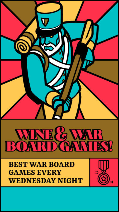 Instagram Story Design Maker for a Board Game Bar Featuring a Soldier Graphic 5158d