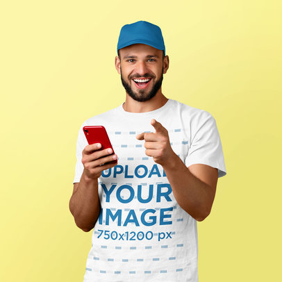 T-Shirt Mockup Featuring a Worker in a Studio m24981-r-el2