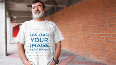 Video of an Elder Man with a Beard Wearing a T-Shirt