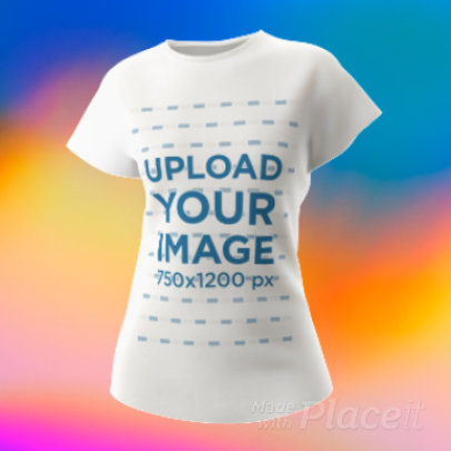 Video of a Spinning 3D Women's T-Shirt with a Colorful Background