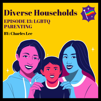 Podcast Cover Design Template for an Episode About Diverse Families