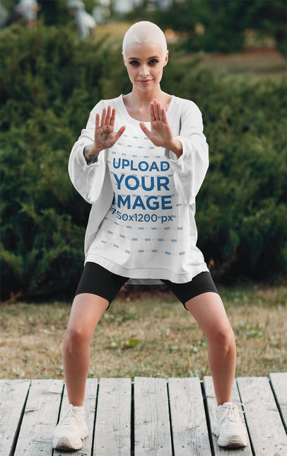 Mockup of a Short-Haired Woman Wearing a Loose Sweatshirt m19510-r-el2