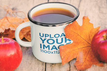 Enamel Mug Mockup Featuring Two Apples