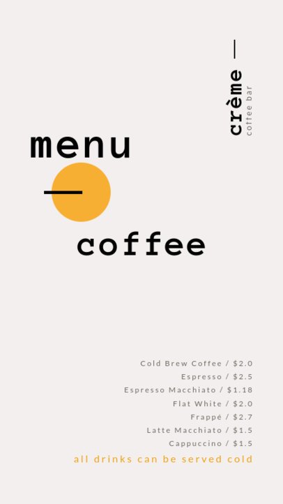 Instagram Story Maker for a Coffee Shop Menu