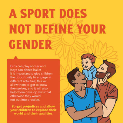 Instagram Post Template Featuring LGBTQ Parenting-Themed Illustrations