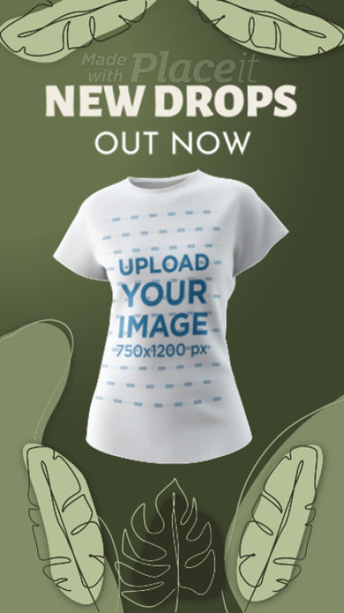 Video of a Ghosted 3D Woman T-Shirt Featuring a Green Layout With Animated Leaves 5351v