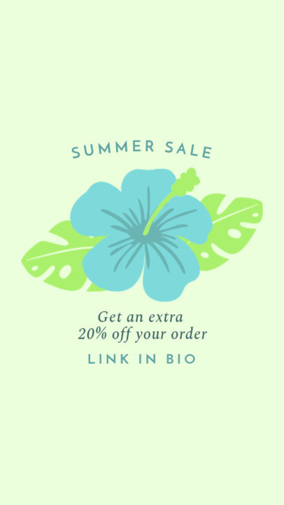 Instagram Story Template for a Summer Sale with a Tropical Flower Graphic