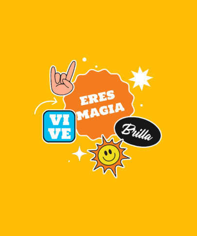 T-Shirt Design Maker with a Positive Quote and a Happy Sun Sticker
