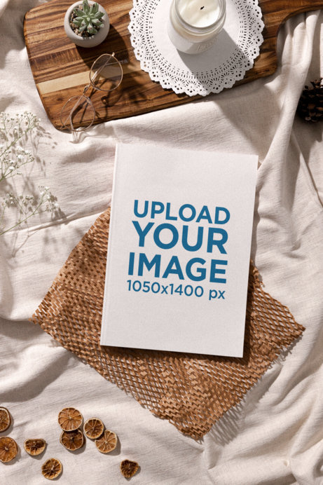 Mockup of a Book Placed in a Cute Cottagecore Environment