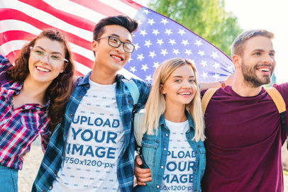 T-Shirt Mockup of a Group of Friends Celebrating the 4th of July m16170-r-el2