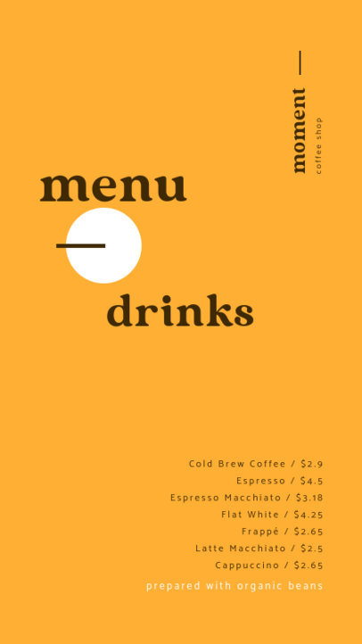 Instagram Story Template for a Minimal Coffee Shop Menu 5217a-el1