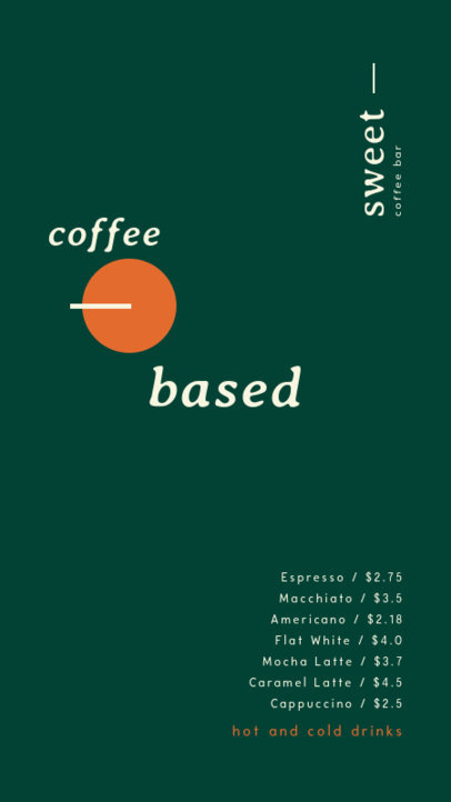 Menu Maker for Instagram Stories Featuring a Minimal Layout