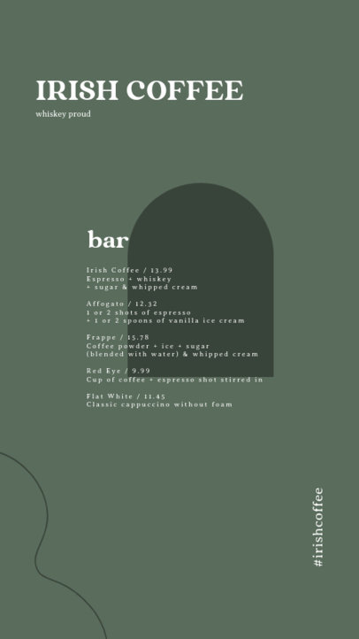 Instagram Story Design Generator Featuring a Minimalistic Coffee Menu Layout