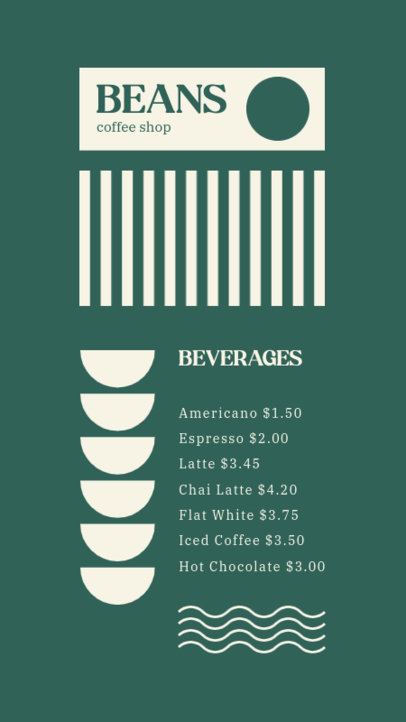 Beverages-Themed Instagram Story Creator Featuring a Menu for a Coffee Shop 5219f-el1