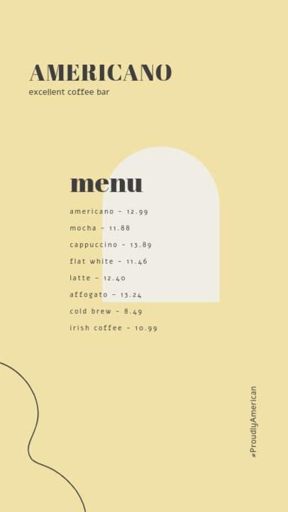 Coffee Shop Menu Creator for Instagram Stories Featuring Minimalistic Graphics 5215b-el1