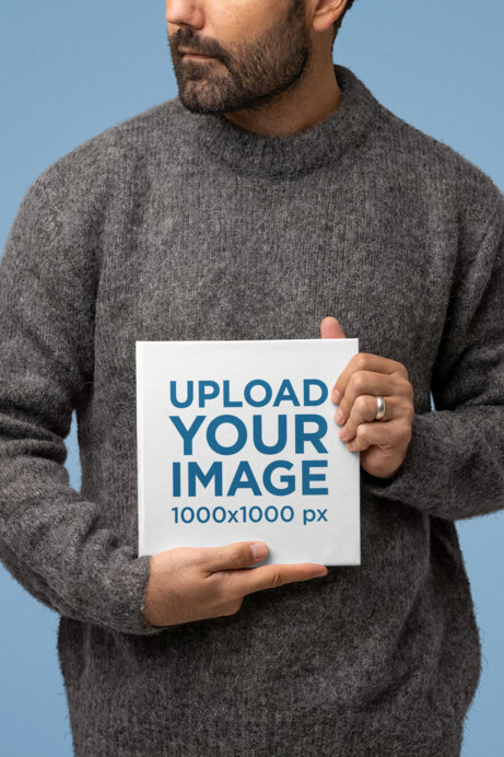 Cropped Face Mockup Featuring a Man Holding a Book