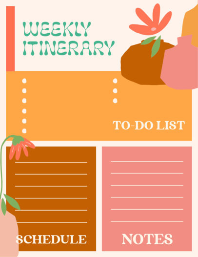 Weekly Planner Design Maker for an Itinerary with Illustrated Flowers 4670a
