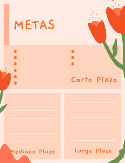 Notebook Planner Creator for a Goals List Featuring Flower Illustrations 4670g