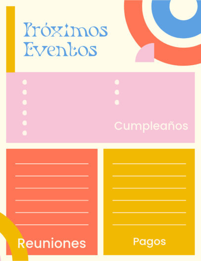 Illustrated Notebook Planner Template for an Upcoming Events List