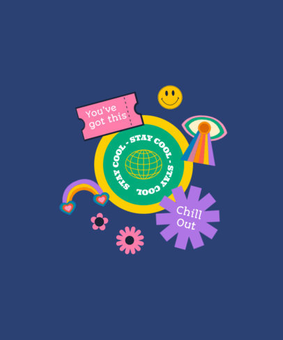 T-Shirt Design Maker Featuring 80's-Themed Rainbow Stickers