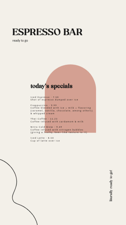 Minimalistic Instagram Story Design Template with a Simple Coffee Menu Layout 5215a-el1