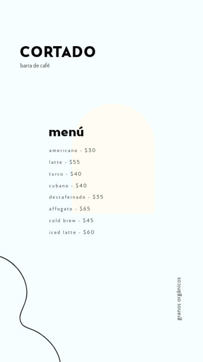 Instagram Story Generator for a Coffee Bar Featuring a Minimal Menu Layout 5215f-el1