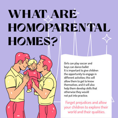 Illustrated Instagram Post Template with an LGBTQ Parenting Theme