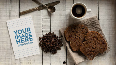 Flyer Stop Motion on a Table With Coffee Cup Spinning While Cutlery And Bread Moving