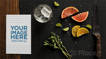 Stop Motion of a Flyer Lying on a Table While Fruits and Ice are Dancing