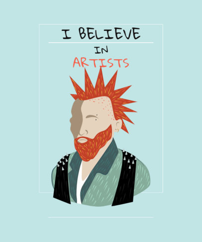 Fun-Themed T-Shirt Design Generator Featuring a Reference of a Popular Art Portrait 4664e