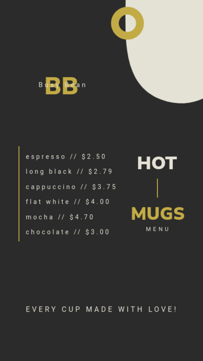 Instagram Story Template Featuring a Minimal Coffee Menu Layout 5216g-el1