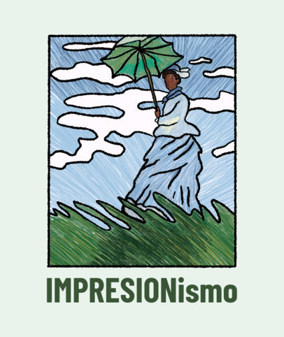 Reinterpretation-Themed Tote Bag Design Template Featuring an Illustrated Famous Art Portrait