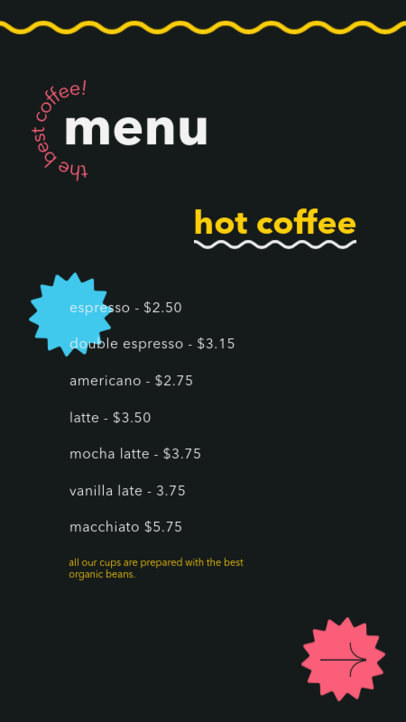 Coffee Menu Generator for Instagram Stories Featuring Minimal Graphics 5218f-el1