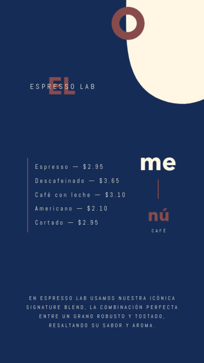 Minimal Instagram Story Generator for a Coffee Bar Menu 5216a-el1