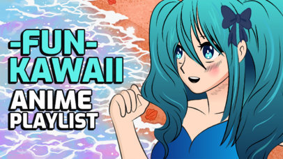 Fun YouTube Thumbnail Template for an Anime Music Playlist