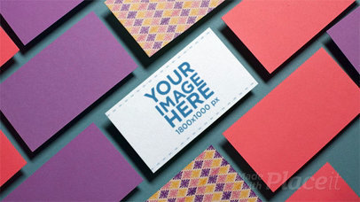 Stop Motion Mockup Of A Business Card Lying Over A Green Surface While Other Business Cards Around It Dissapear a13966b