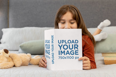 Book Mockup of a Girl Reading in Her Bedroom