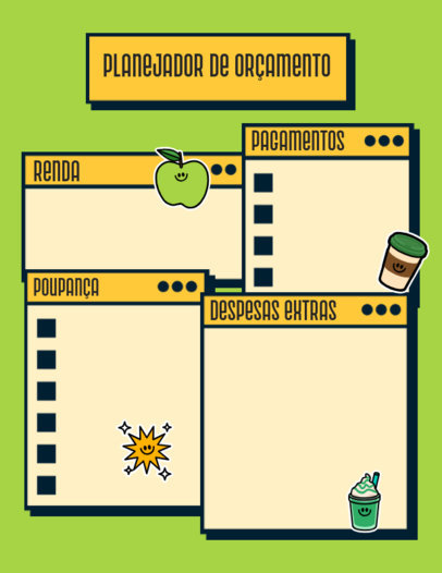 Monthly Budget Planner Maker Featuring Smiling Cartoon Stickers