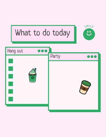 Daily Planner Template Featuring To-Do Lists in Retro Computer Tabs