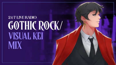 YouTube Thumbnail Design Creator for a Gothic Rock Channel Featuring an Anime Theme