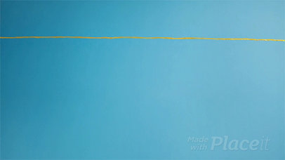 Three Flyers in Stop Motion Hanging From a Yellow Rope Against a Turquoise Background
