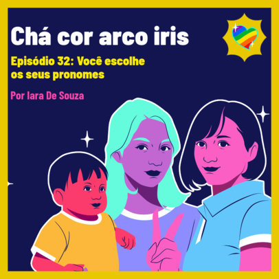 Illustrated Podcast Cover Generator with a Graphic of a Diverse Family