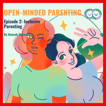 Podcast Cover Generator Featuring Colorful Illustrations for an LGBT Parenting-Themed Episode