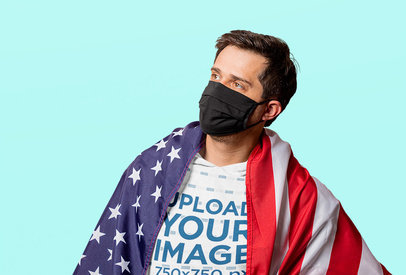 Pullover Hoodie Mockup Featuring a Man with a USA Flag on His Shoulders m26325-r-el2