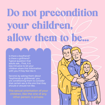 Instagram Post Maker with Parenting Information and an Illustration of an LGBTQ Family