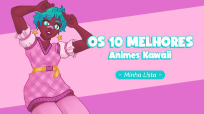 Anime YouTube Thumbnail Design Template Featuring a Character With a Kawaii Style