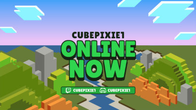 Twitch Screen Design Creator Featuring a Minecraft-Inspired Landscape