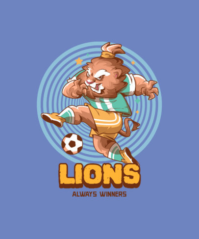 Mascot-Themed T-Shirt Design Maker Featuring a Lion Playing Soccer